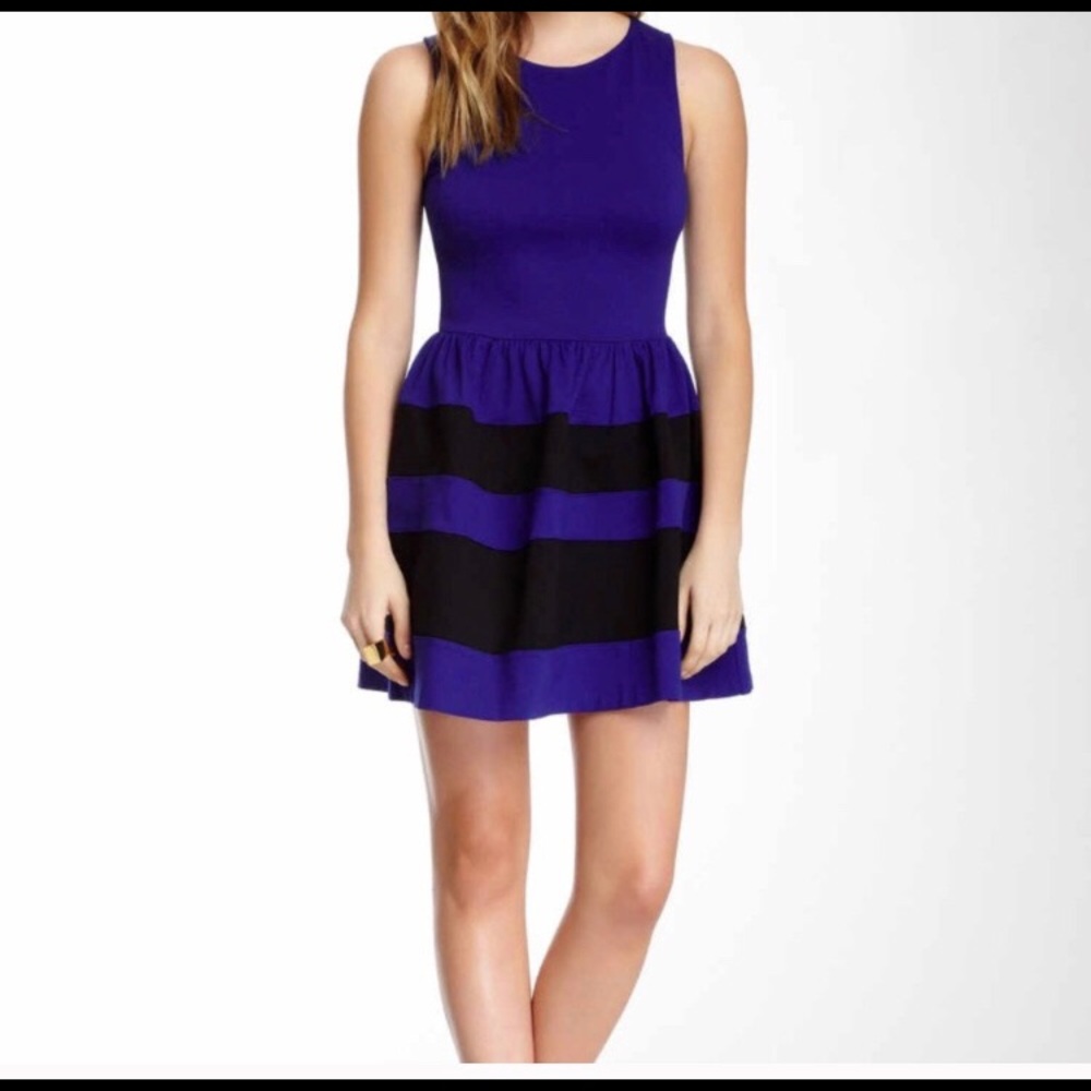 Love...ady Size Medium Blue and Black Mini Dress